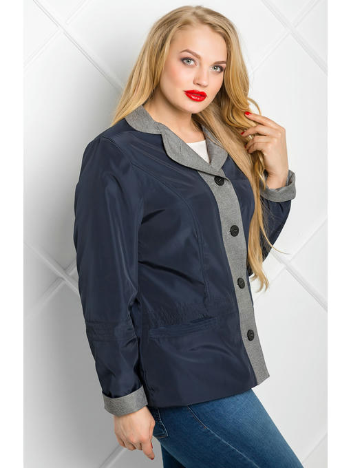 Ветровка пиджак женская комбинированного покроя синяя — изображение 2
