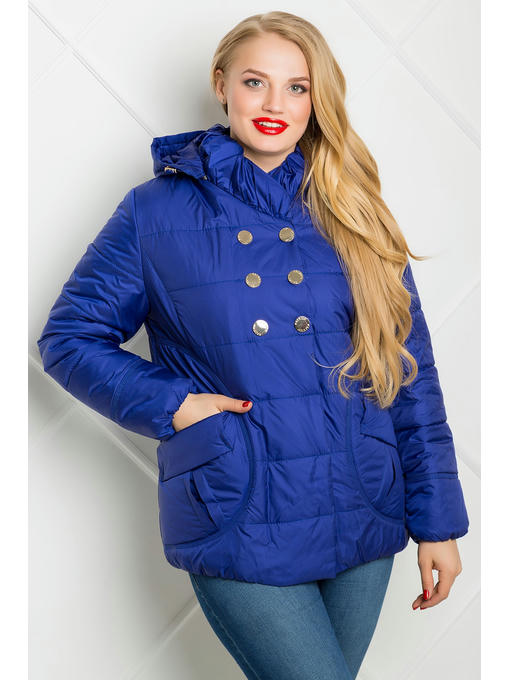 Женская демисезоння куртка цвета электрик из плащевки — изображение 2