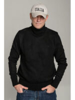 Стильный свитер с высоким горлом Поло черного цвета