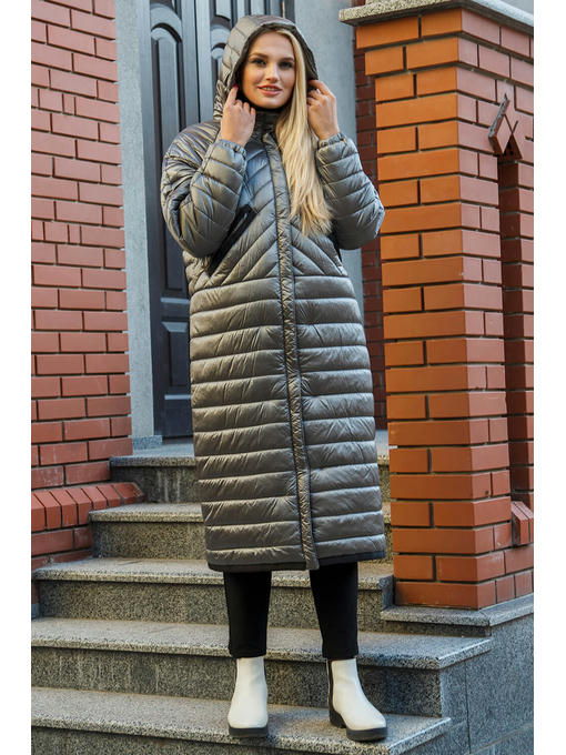 Молодежное модное демисезонное пальто в стиле оверсайз стального цвета — изображение 5