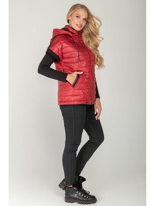 Жилетка женская стеганная красного цвета — изображение 2