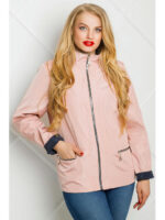 Недлинная женская ветровка цвета пудра B-2 с регулирующимся рукавом