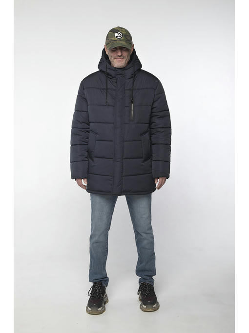 Стильная мужская зимняя куртка темно-синего цвета — изображение 3