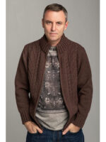 Стильная шерстяная мужская кофта сливового цвета