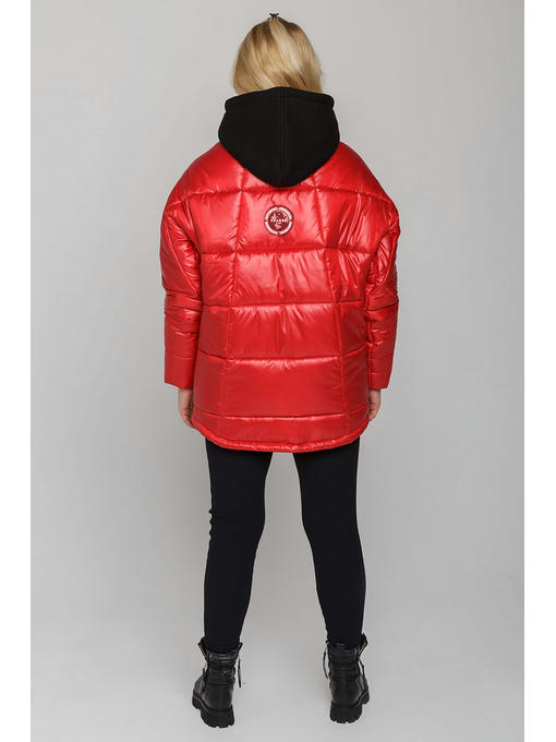 Женская зимняя куртка с капюшоном красная — изображение 6