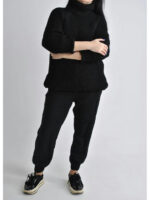 Женский теплый вязаный шерстяной костюм черный