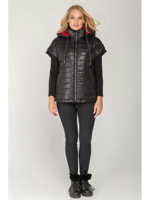 Черная стеганная женская жилетка осень / весна