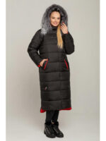 Зимнее пальто-куртка ниже колена черное