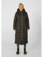 Женское стильное зимнее пальто с капюшоном черное