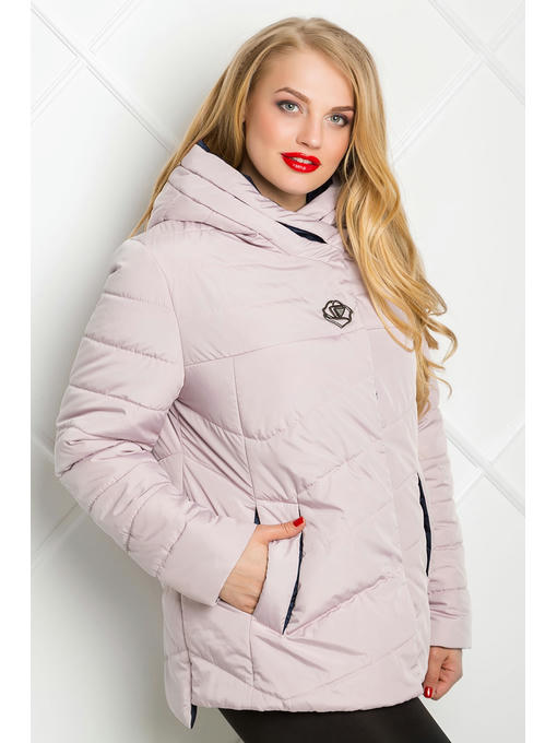 Демисезонная куртка цвета пудра из плащевки с капюшоном — изображение 5