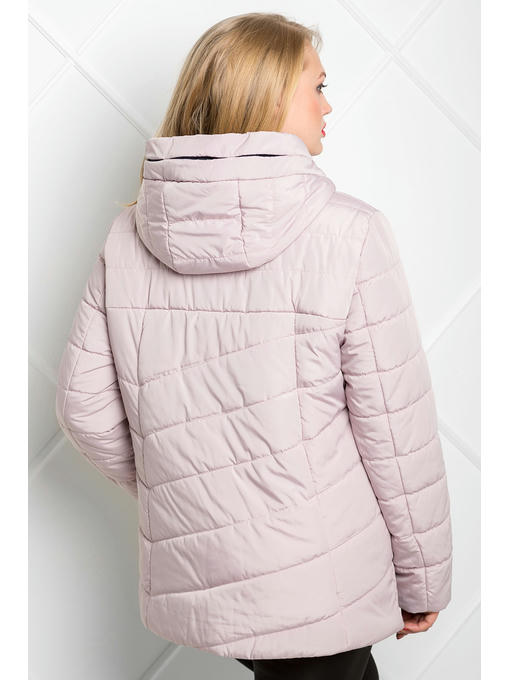 Демисезонная куртка цвета пудра из плащевки с капюшоном — изображение 6