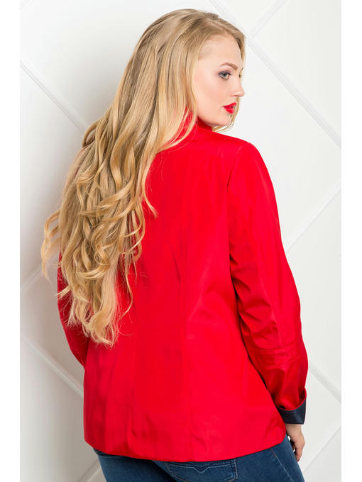 Красная женская ветровка с синими манжетами — изображение 3