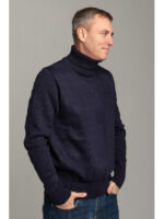 Стильный свитер с высоким горлом Поло темно-синий