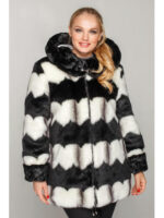 Шуба женская черно-белая из искусственной норки