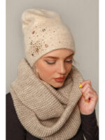 Шарф хомут-снуд бежевый на осень / зиму