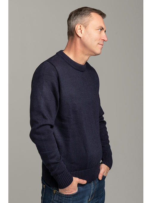 Стильный теплый мужской джемпер Поло темно-синий