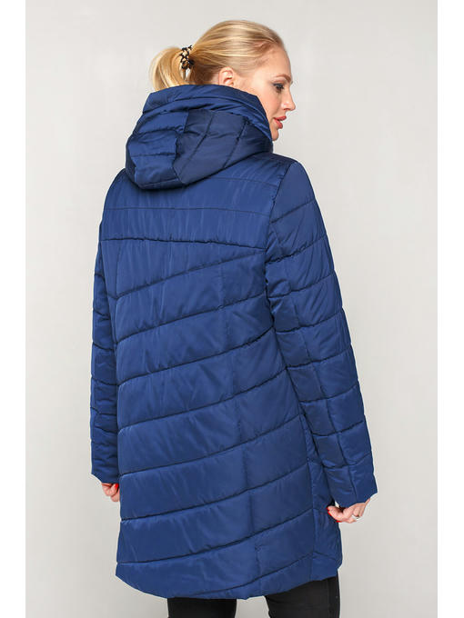 Демисезонная женская куртка синего цвета для 50-60 размеров — изображение 2