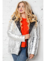 Женская стильная демисезонная куртка серебрянного цвета