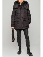 Демисезонная женская куртка еврозима черная матовая, 46-56 р