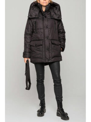 Демисезонная женская куртка еврозима черная матовая, 46-56 р