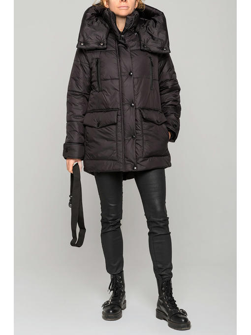 Демисезонная женская куртка еврозима черная матовая, 46-56 р