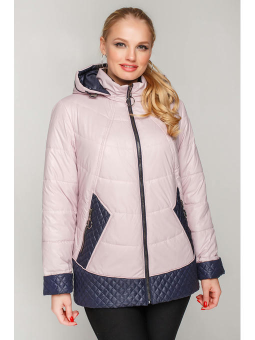 Женская демисезонная куртка весна/осень в цвете пудра, 52-62 размеры
