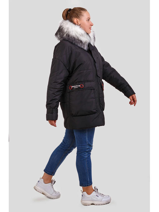 Стильная женская парка Джастин с меховым воротником черная — изображение 3