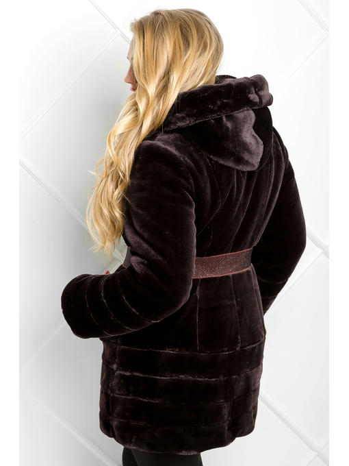 Стильная коричня эко шуба на искусственном меху — изображение 2