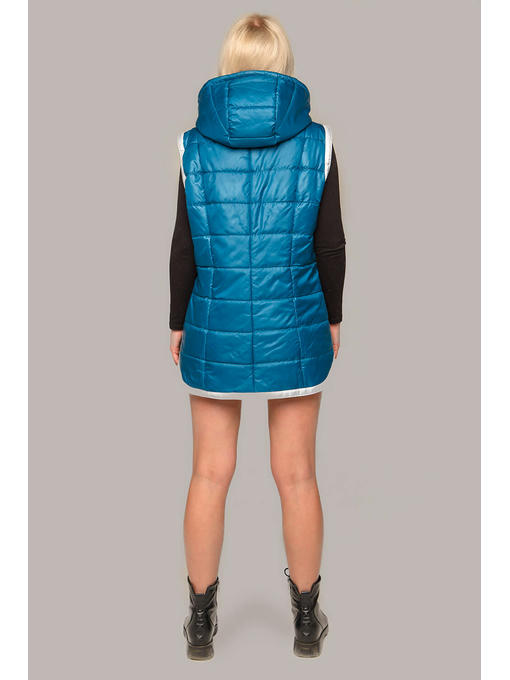 Женская жилетка Мери с капюшоном сезона осень / весна бирюзового цвета, р.50-60 — изображение 2