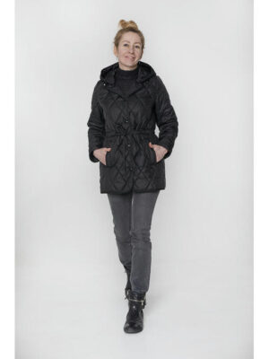 Демисезонная женская куртка с капюшоном черная
