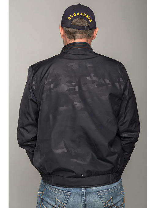 Ветровка мужская темно-синего цвета с милитари-фактурой на сезон весна-осень — изображение 2