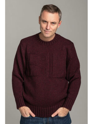 Зимний мужской шерстяной свитер цвета бордо