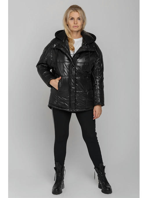 Женская зимняя куртка с капюшоном черная — изображение 6