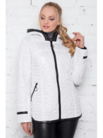 Куртка женская белая со стеганым цветочным орнаментом