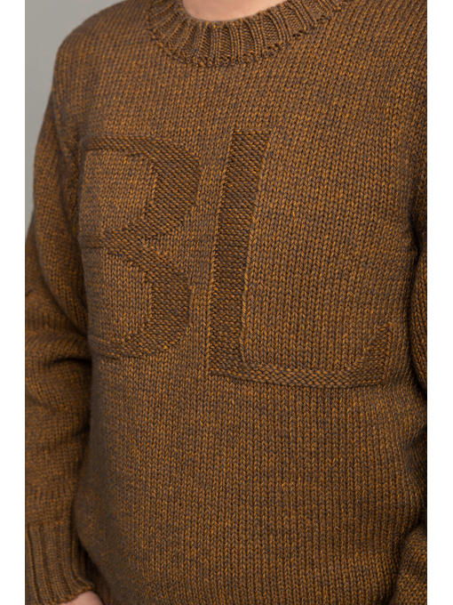 Зимний мужской шерстяной свитер цвета горчицы — изображение 2