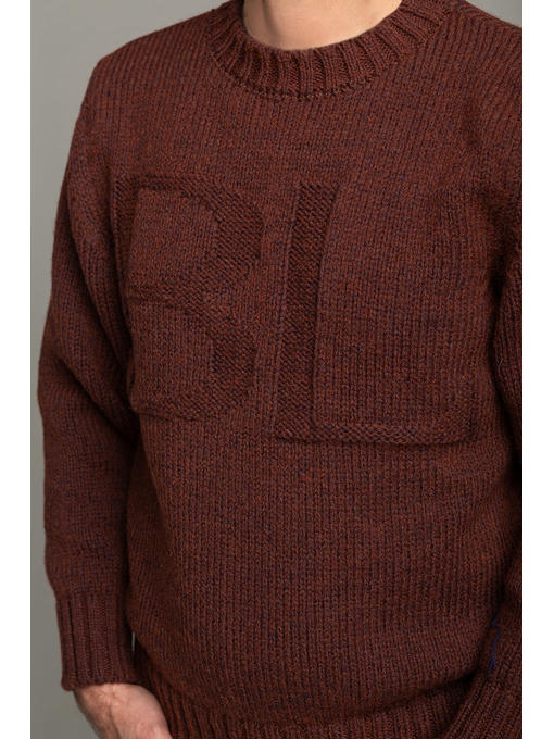Зимний мужской шерстяной свитер терракотовый — изображение 2