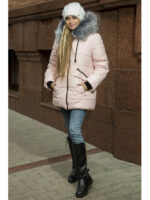Модная зимняя куртка Кристина в розовом цвете (пудра)
