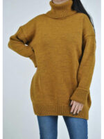 Женский зимний свитер оверсайз горчичного цвета