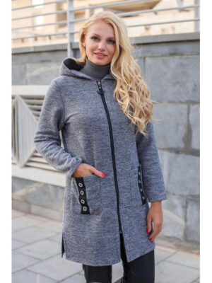 Женский кардиган серый с розовым отливом на весну-осень