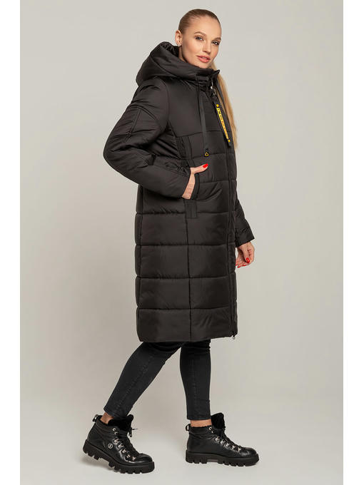 Женское зимнее пальто из плащевки в черном цвете р. 46-58 — изображение 4