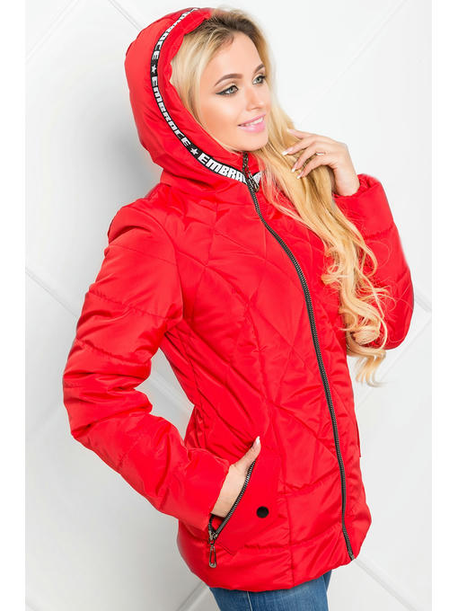 Красная демисезонная куртка из плащевки — изображение 2