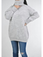 Женский зимний свитер оверсайз светло-серый