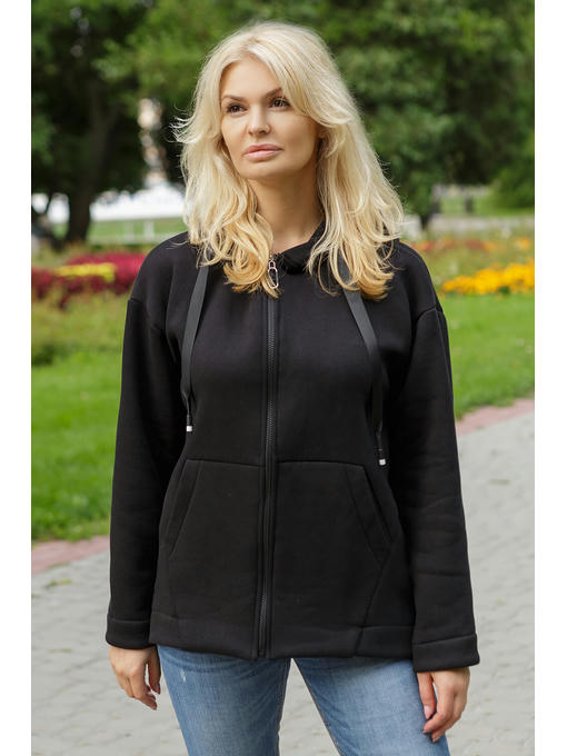 Кофта спортивная с молнией и капюшоном черная