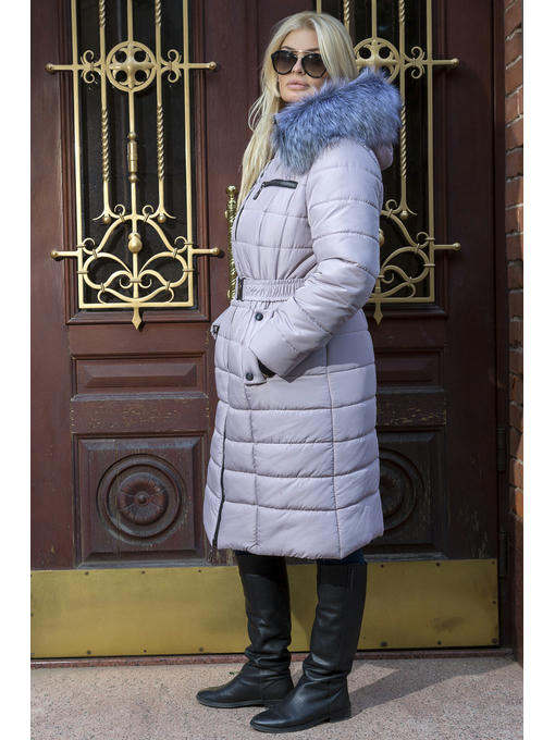 Пальто-куртка женское на зиму в цвете пудра — изображение 3