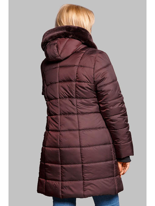 Зимняя женская куртка с капюшоном в цвете бордо, р 52-62 — изображение 2