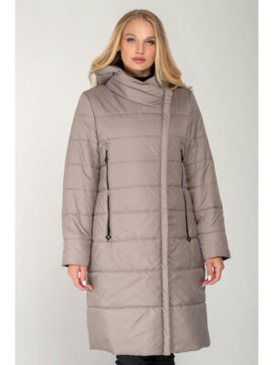 Женское пальто-куртка демисезон цвет бежевая фисташка