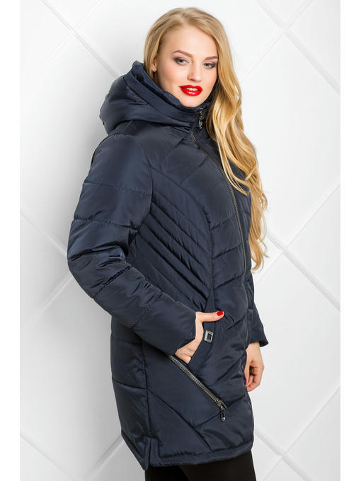 Куртка женская длинная демисезонная синяя — изображение 3
