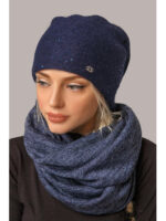 Шарф-снуд женский с люриксом синего цвета, трикотаж