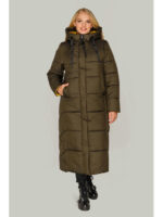 Зимнее женское пальто - куртка цвета хаки от украинского бренда