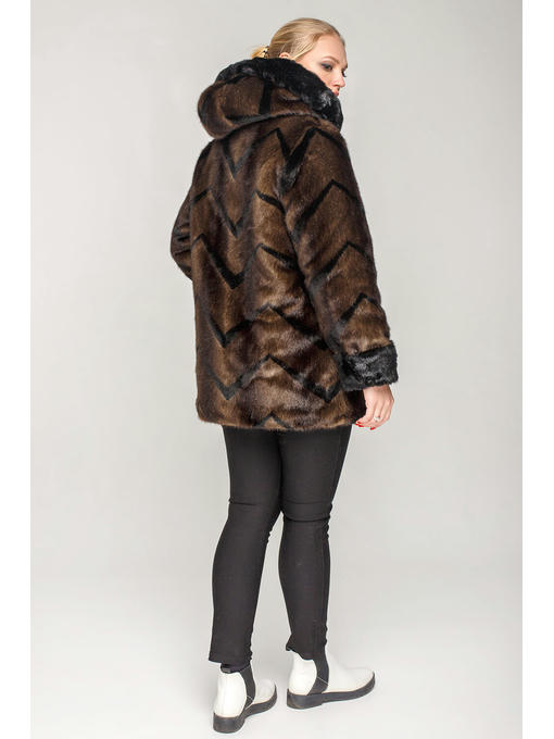 Полушубок из искусственного меха норка черно-коричневая — изображение 2